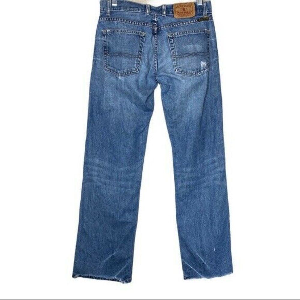 Lucky Brand Straight Leg Boyfriend Jeans Distressed Light Wash 26 Dungarees - Picture 2 of 12